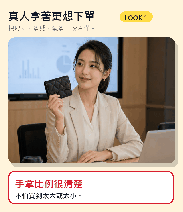 經典黑菱格短夾真人拿著更有購買感動圖